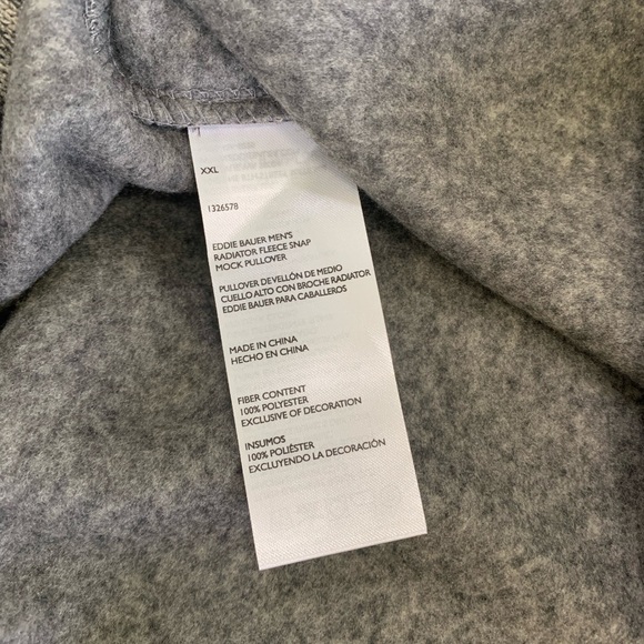 EDDIE BAUER Men's XXL Radiator Fleece Pullover 1/4 Snap Front Sweater CHARCOAL - Picture 2 of 7